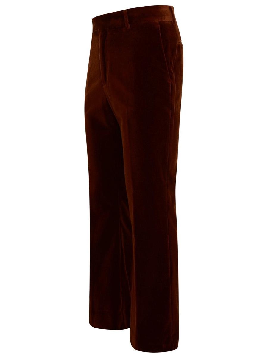 Palm Angels PALM ANGELS BROWN VELVET TROUSERS - 2