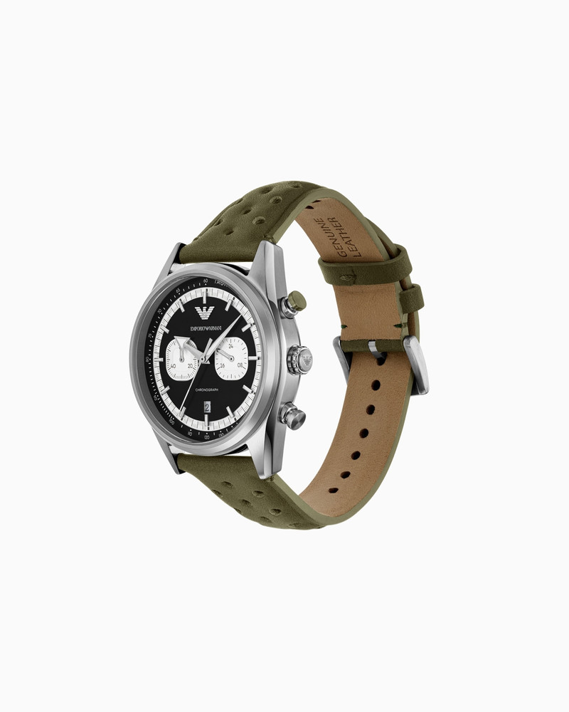 EMPORIO ARMANI CHRONOGRAPH GREEN LEATHER WATCH outlook