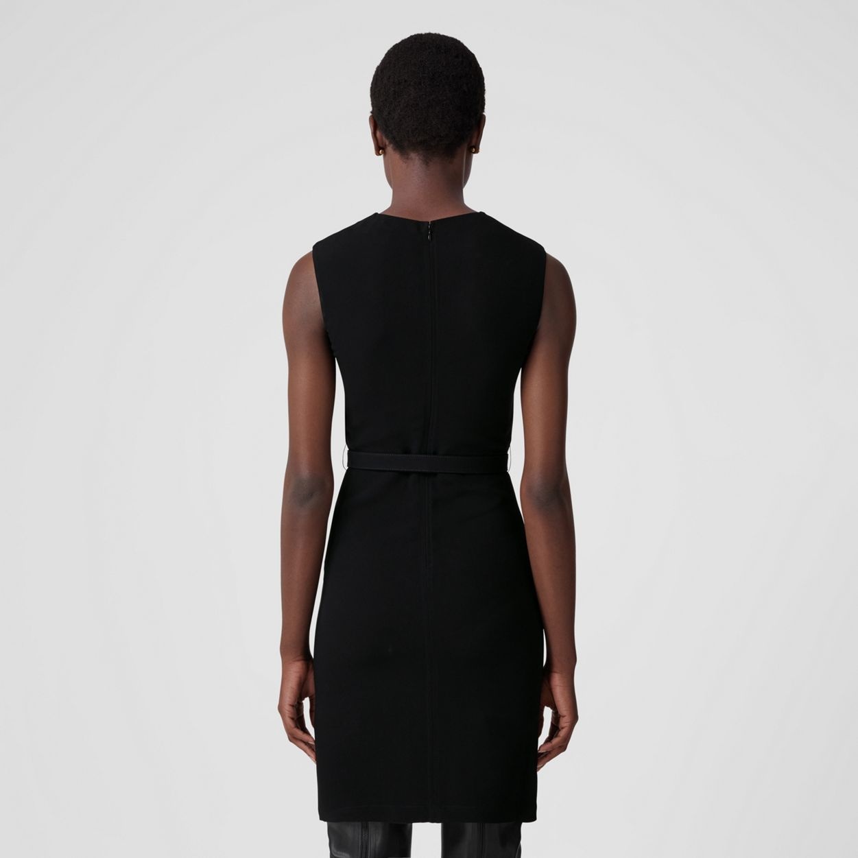 Sleeveless Monogram Motif Belted Dress - 4