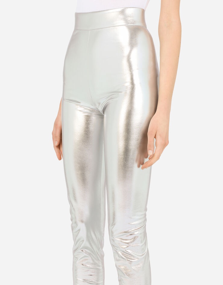 Foiled jersey leggings with draping - 4