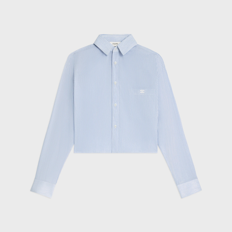 cropped shirt in striped cotton linen 1