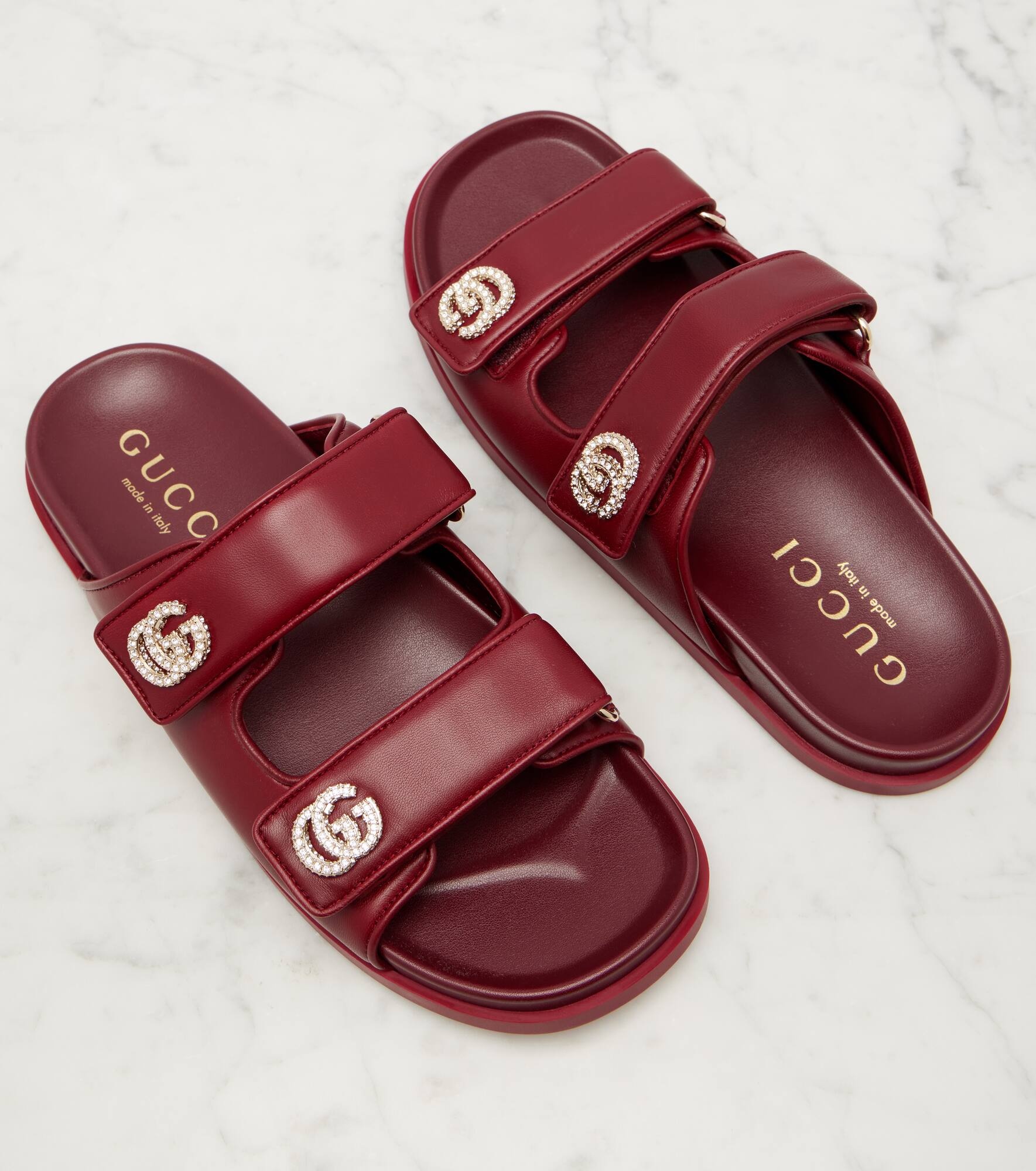 GG crystal-embellished leather sandals - 5