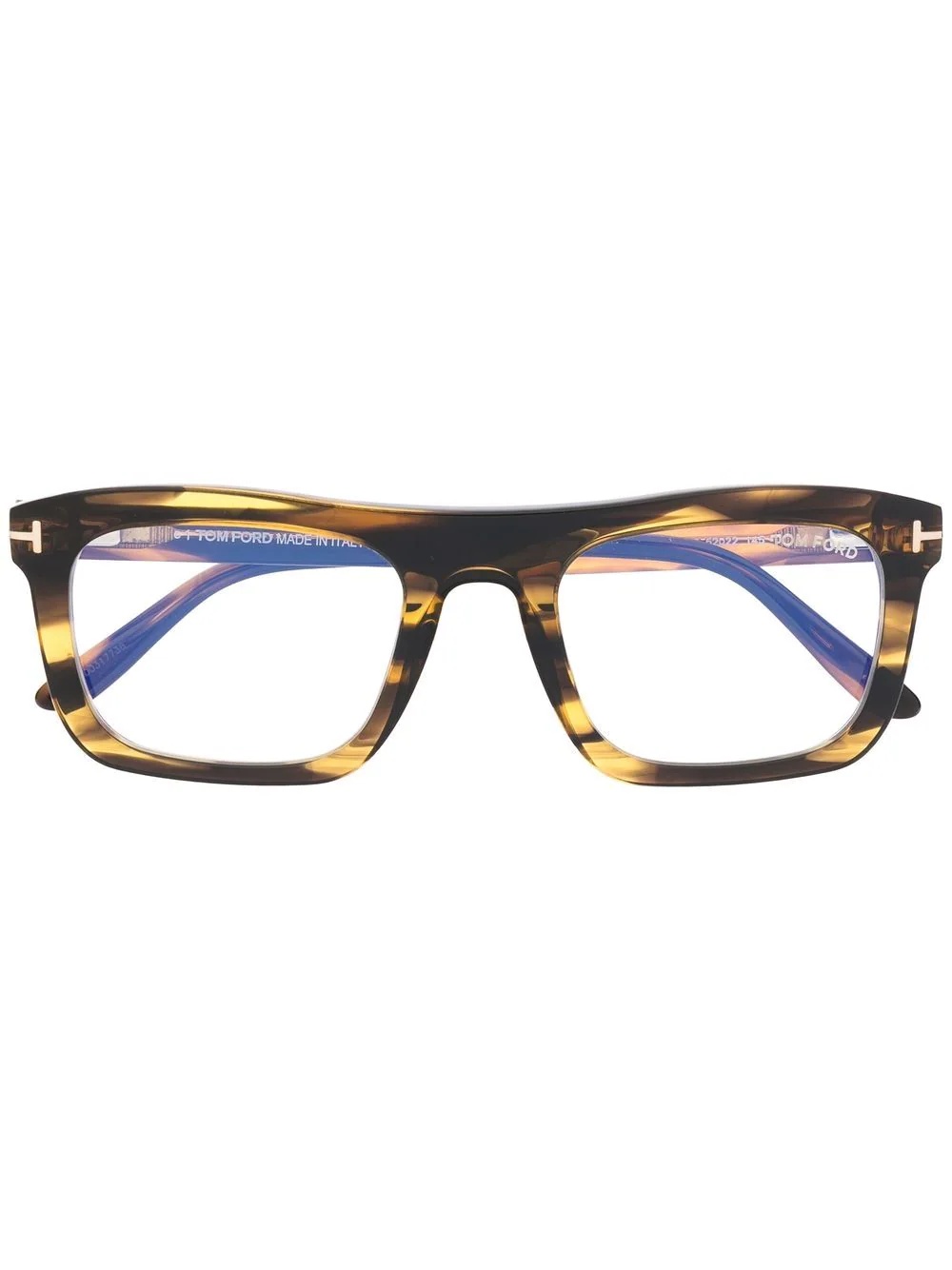 polished-effect square-frame glasses - 1