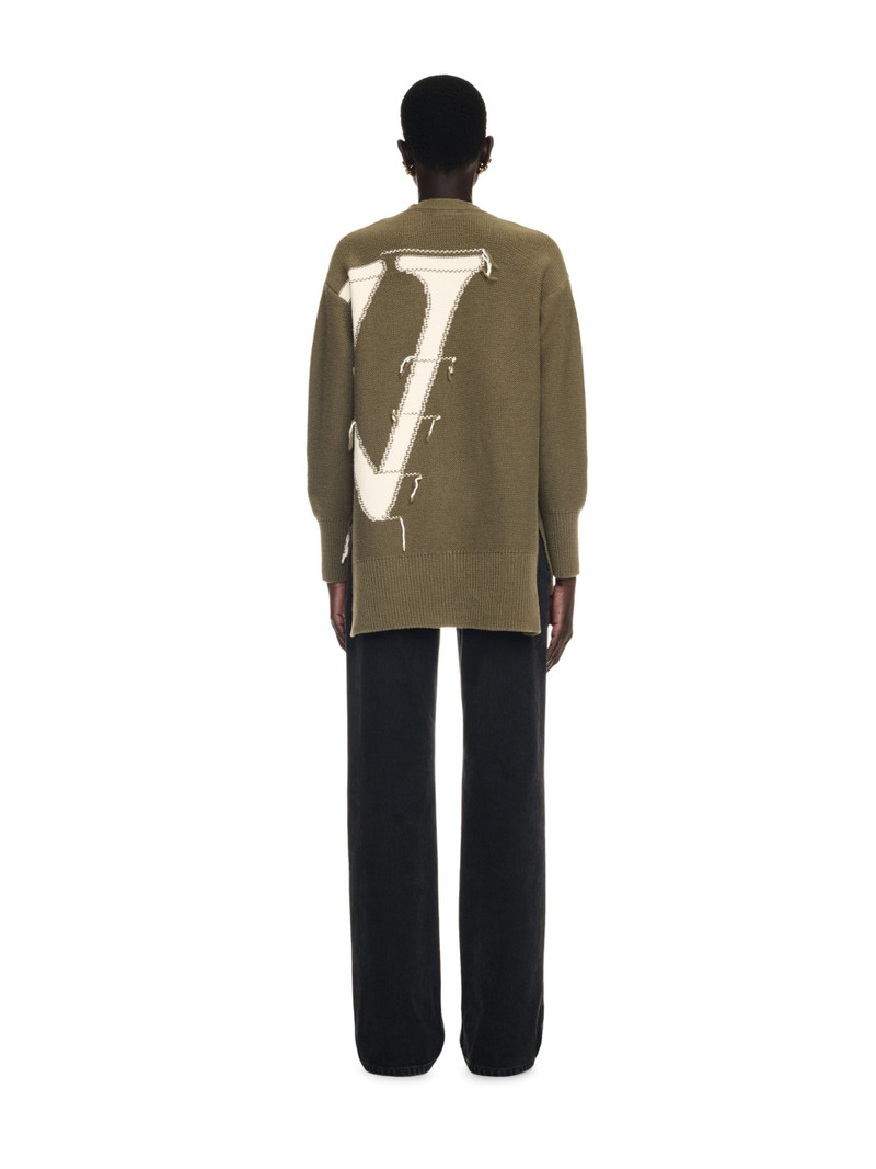 Military Green Maxi Logo Cardigan 4