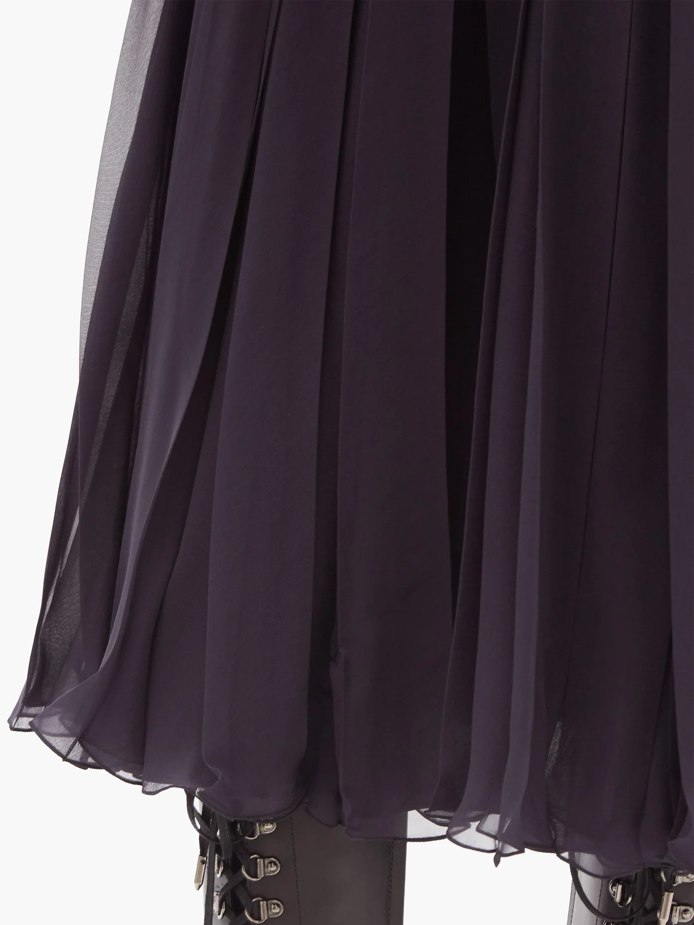 Pleated silk-chiffon midi skirt - 4