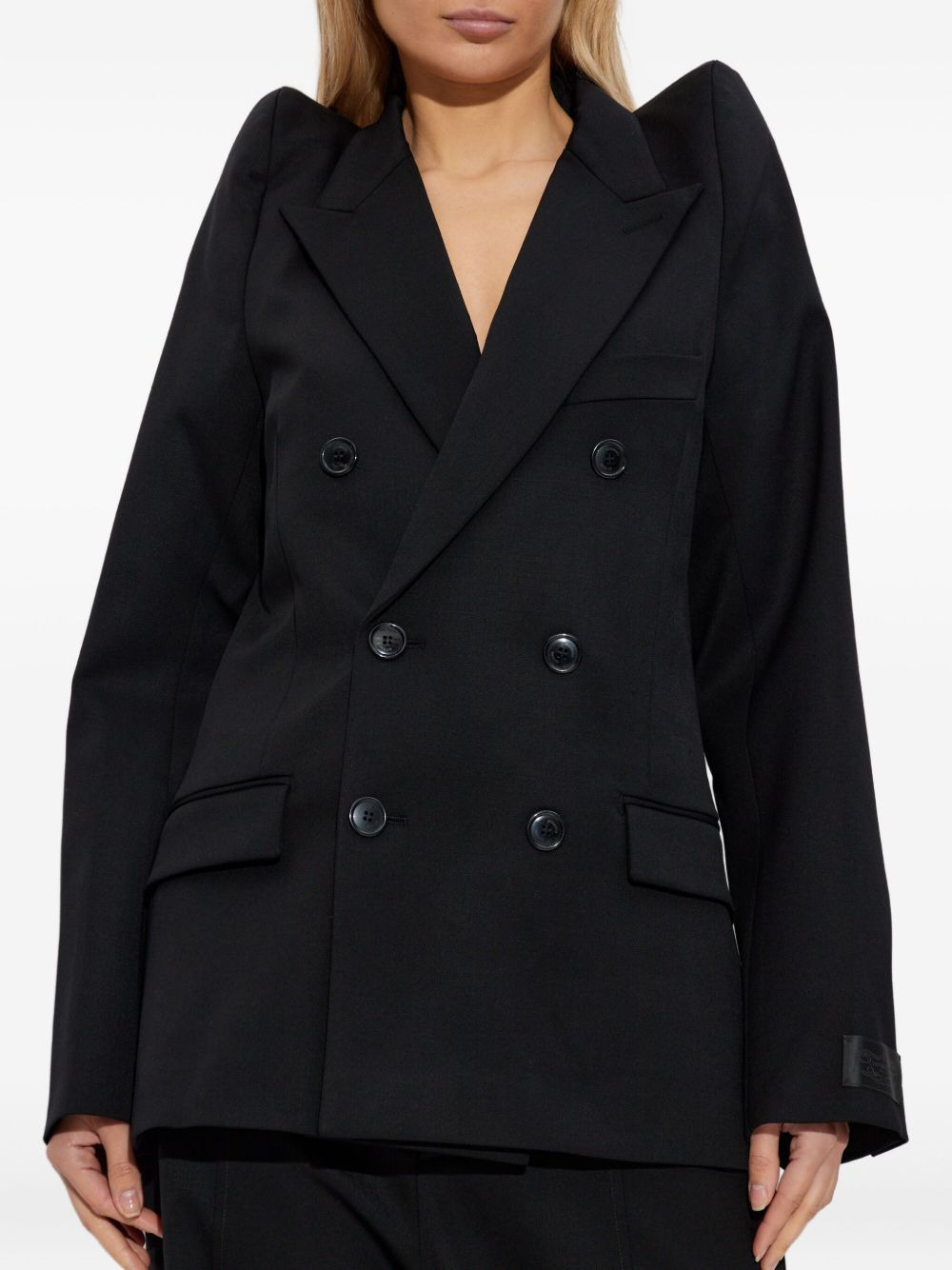 padded-shoulder double-breasted jacket - 2
