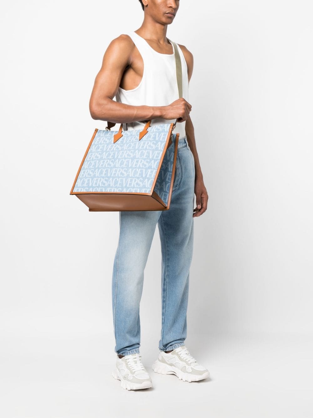 Versace Allover-print denim tote bag - 2