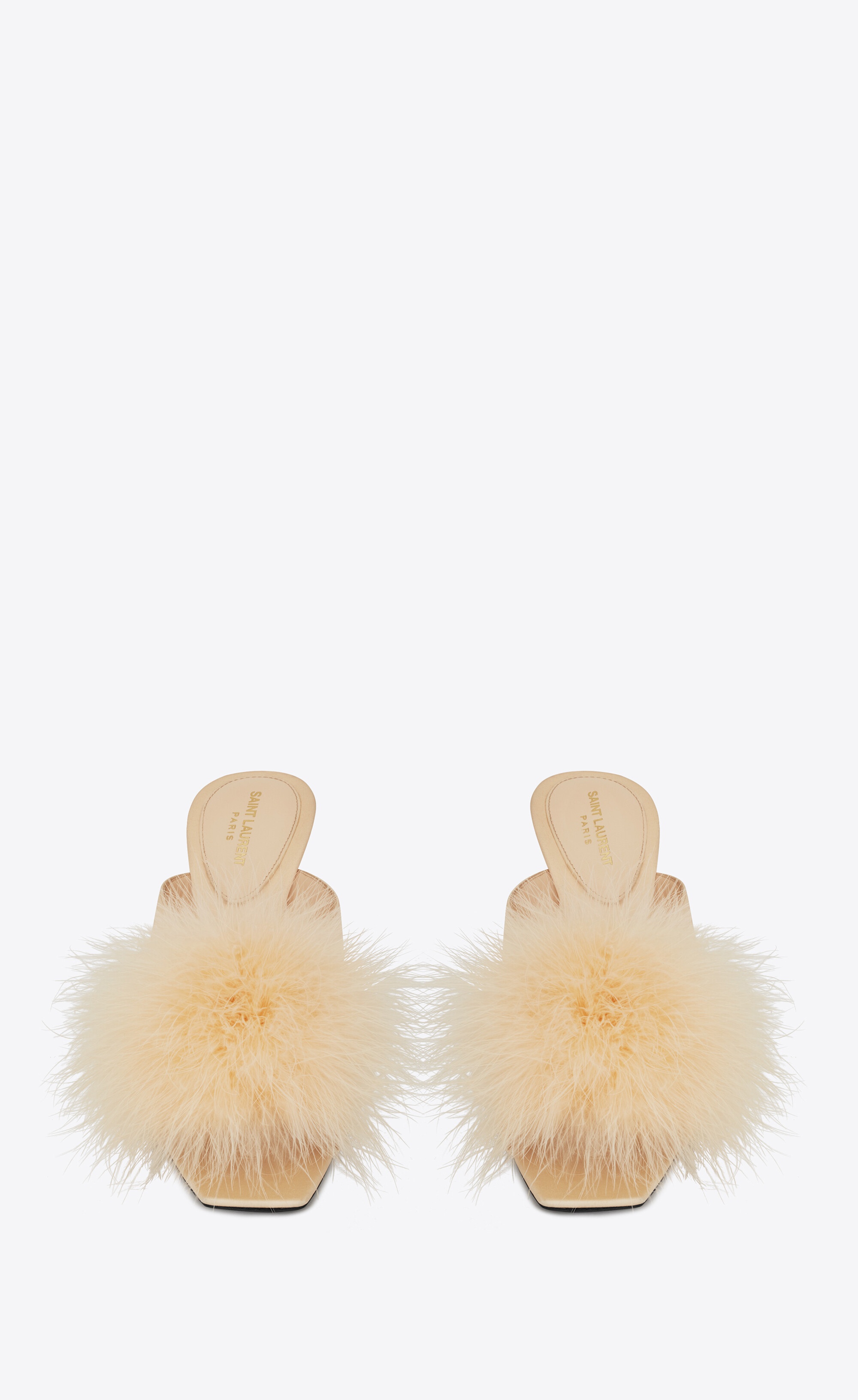 mae mules in crepe satin with feathers - 2