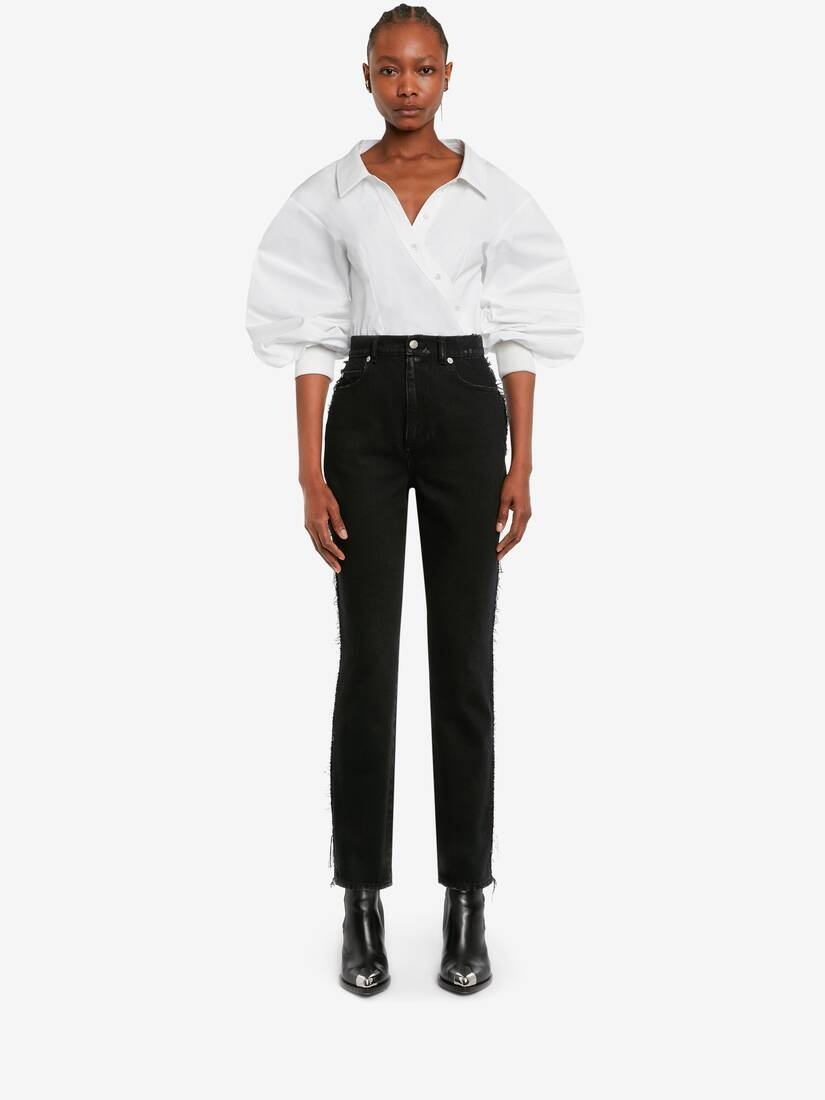 Women's Boyfriend Denim Jeans in Black - 2