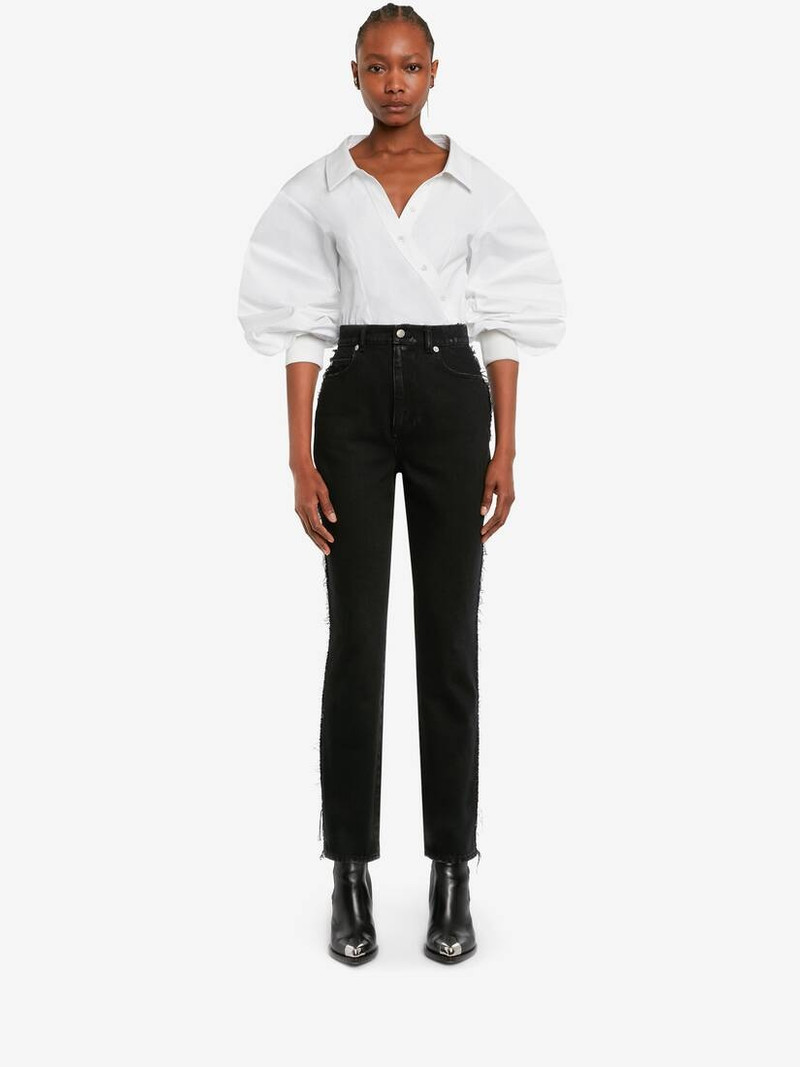 Alexander McQueen Women's Boyfriend Denim Jeans in Black outlook