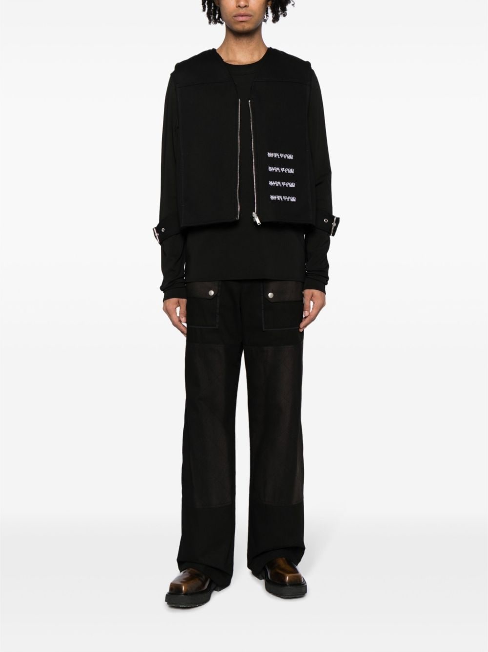 slogan-pattern embroidered vest - 2