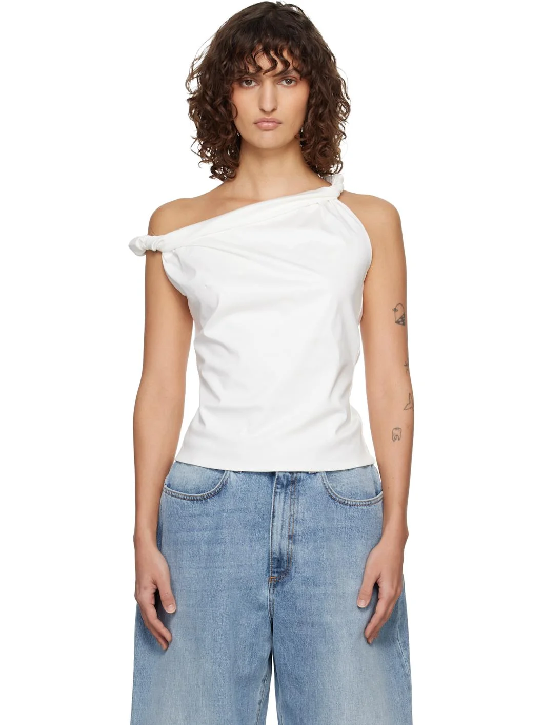 Off-White Sculptural Cotton Silk Top - 1