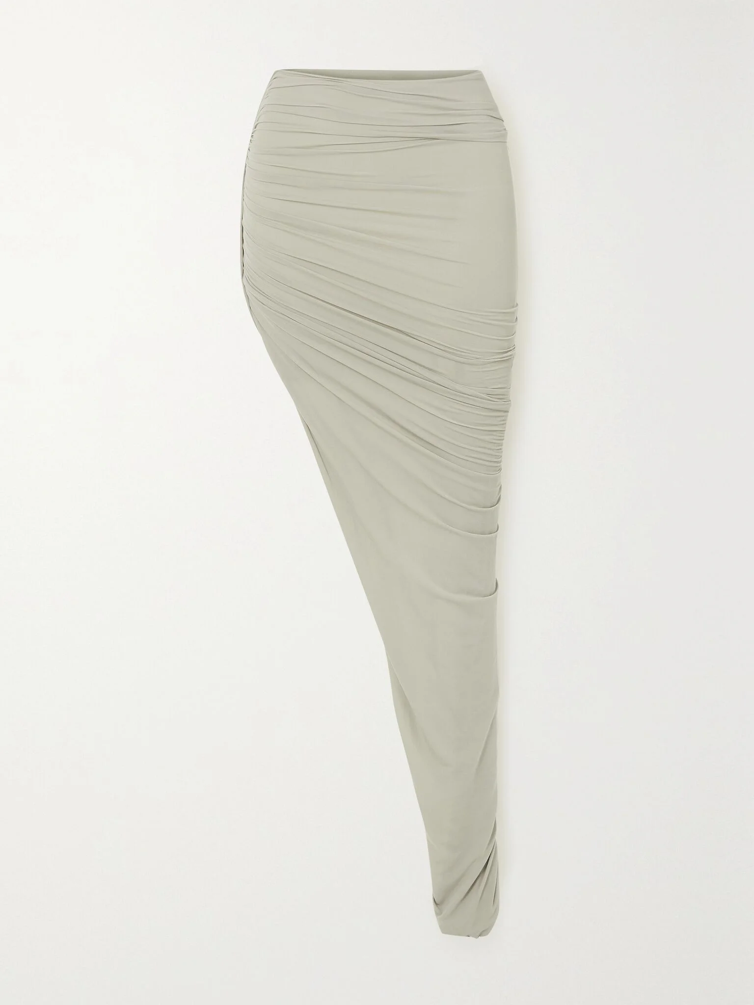 Asymmetric ruched stretch-jersey skirt Off-white - 1