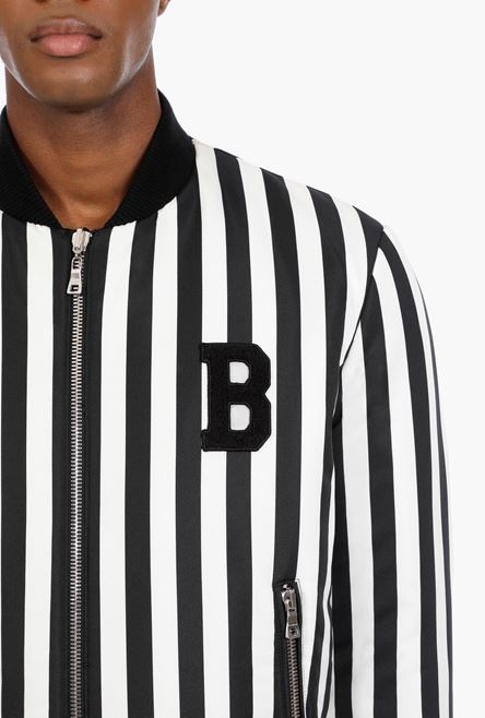 Reversible striped black and white bomber jacket - 5
