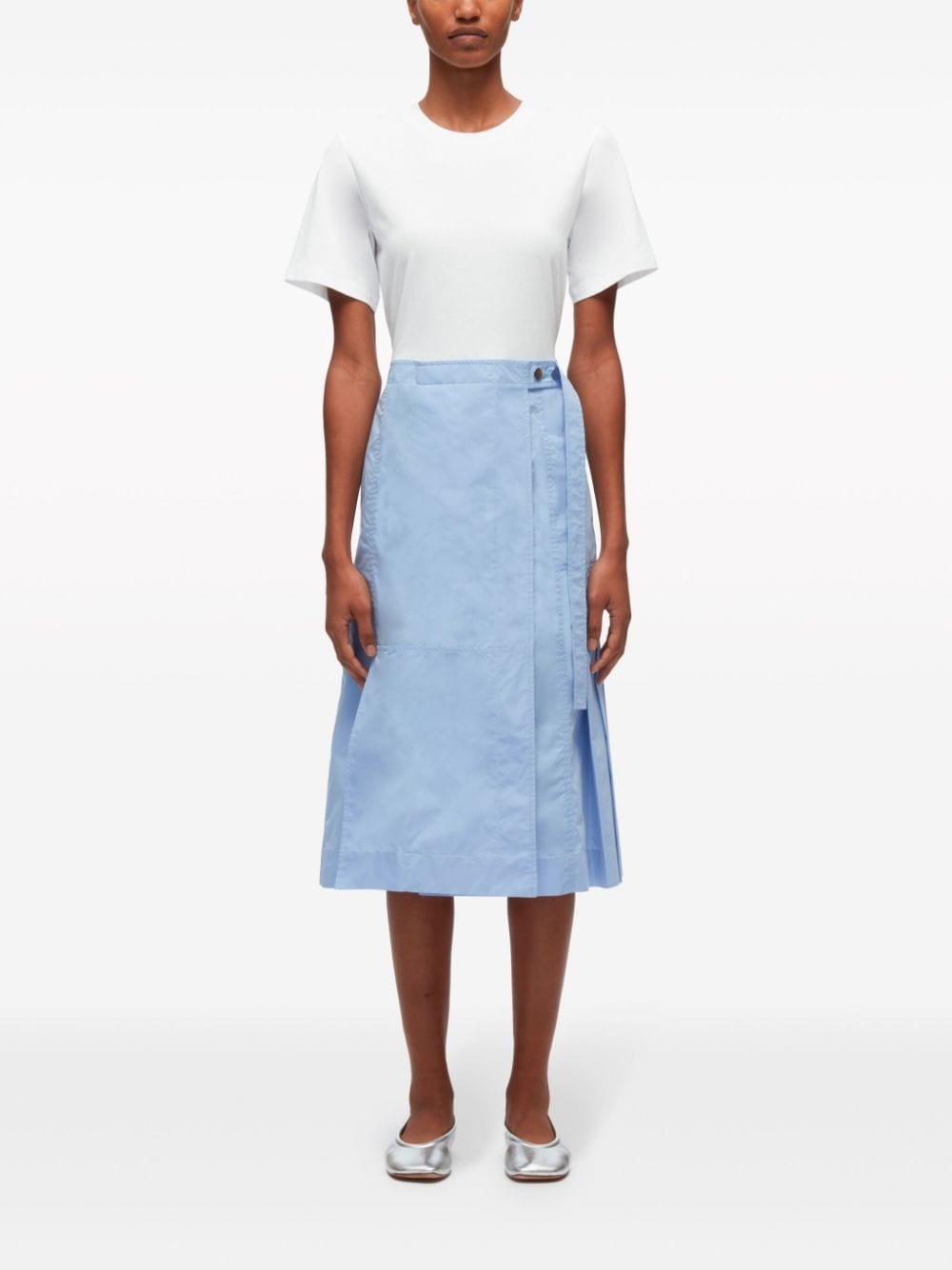 short-sleeve wrap midi skirt - 2
