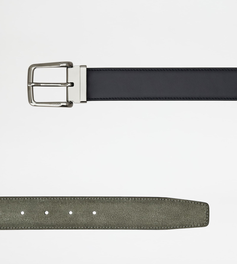 ADJUSTABLE AND REVERSIBLE BLET IN LEATHER - BLUE, GREEN 3