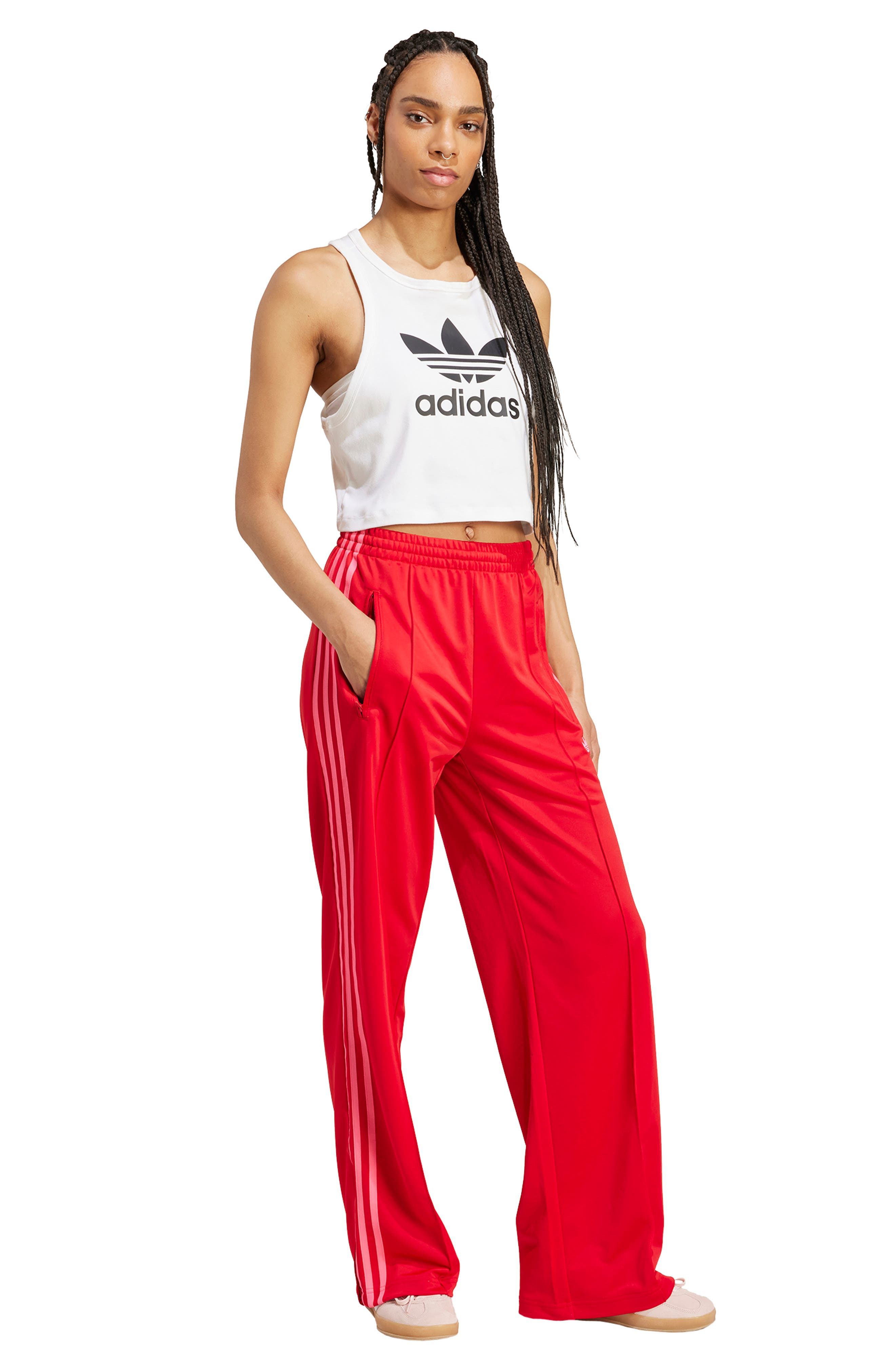 adidas Firebird Recycled Polyester Track Pants in Better Scarlet/Lucid Pink at Nordstrom - 6