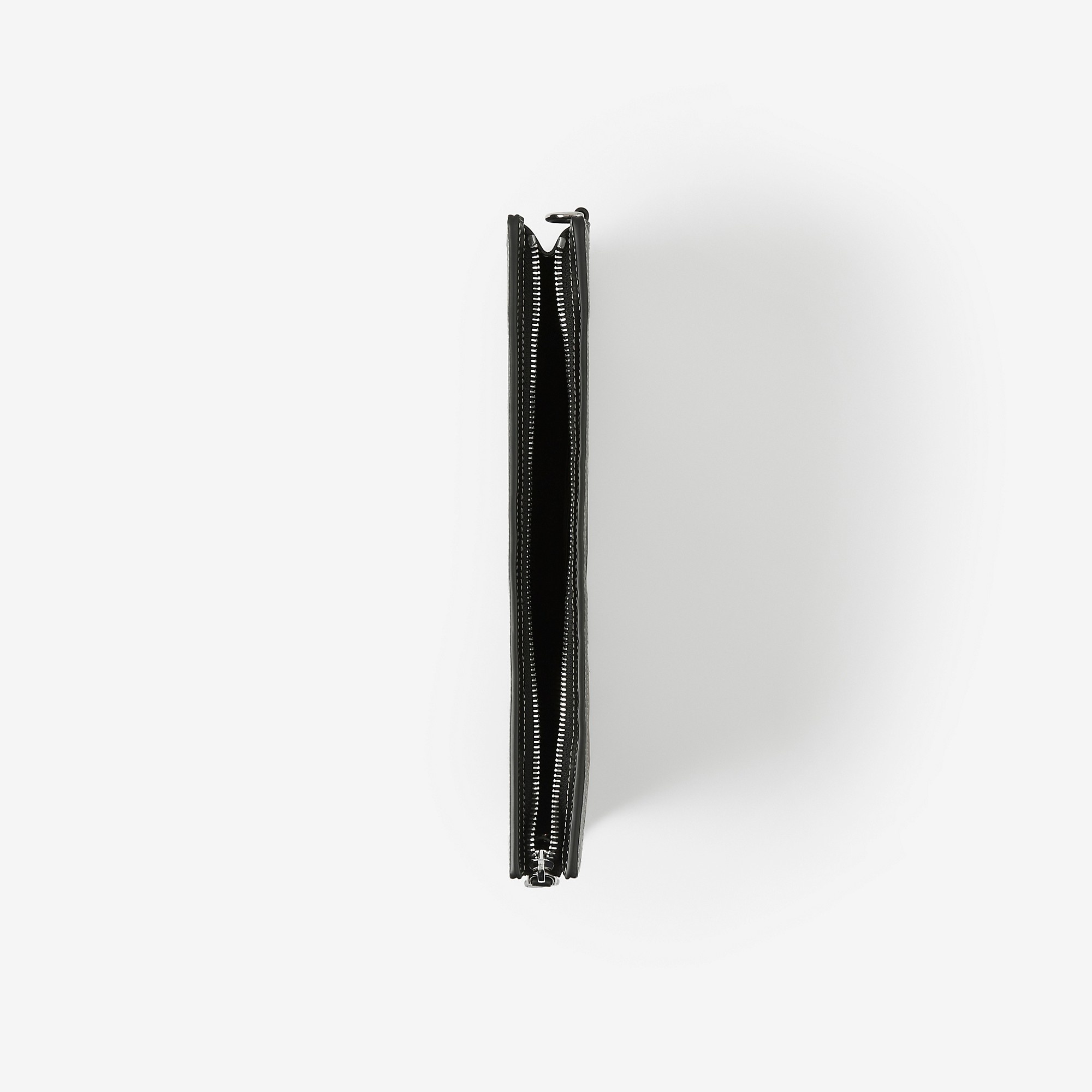 Check and Leather Zip Pouch - 5
