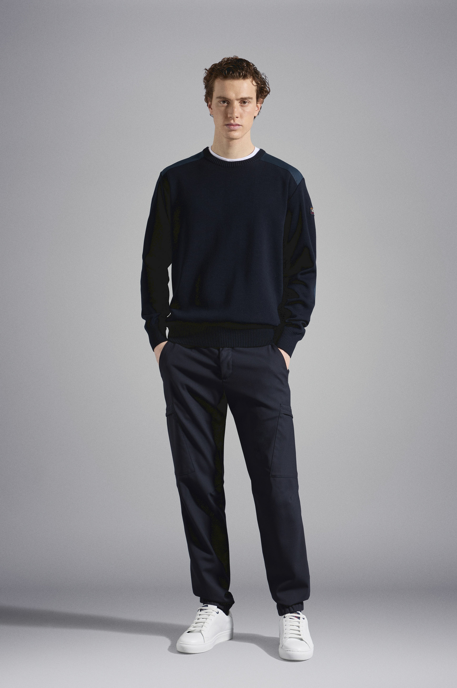 WOOL CREW NECK WITH ICONIC BADGE - 2