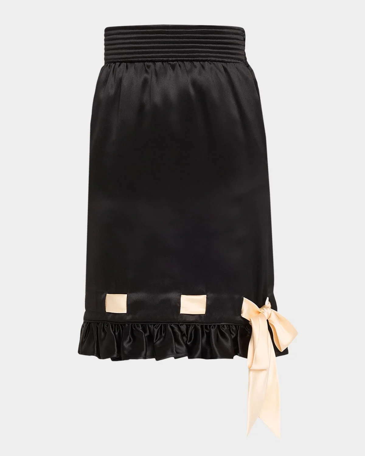 Ribbon Ruffle Hem Double Satin Skirt - 1