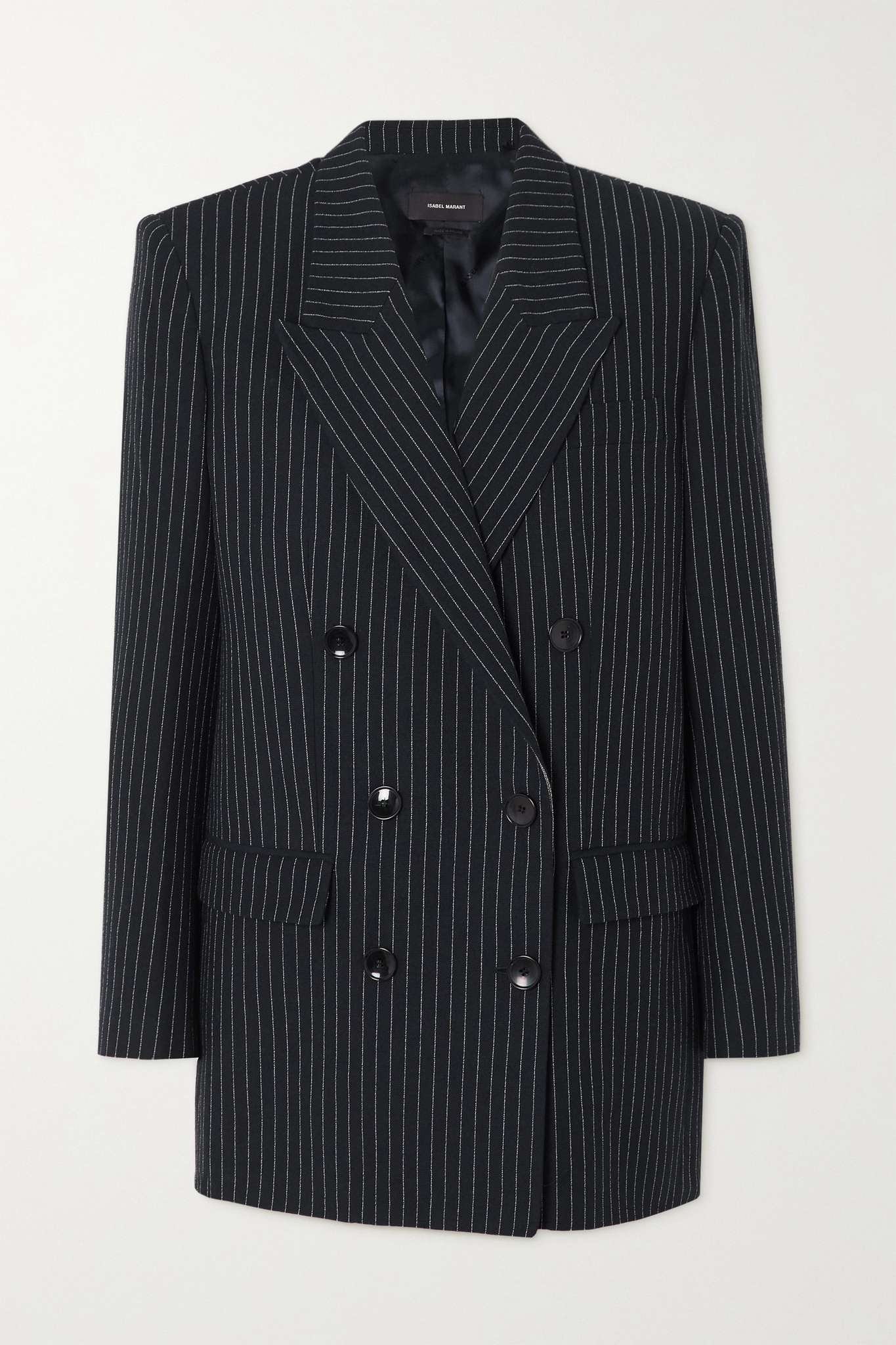 Nevim double-breasted pinstriped crepe blazer - 1