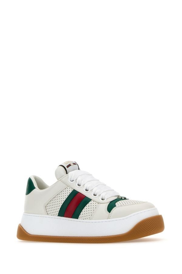Gucci Woman White Leather Screener Sneakers - 2
