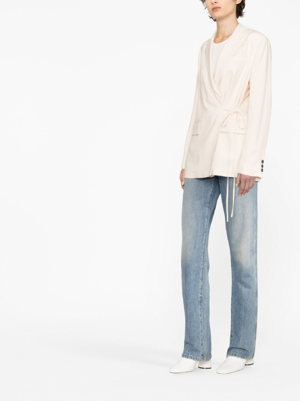 single-breasted tie-fastening blazer - 4