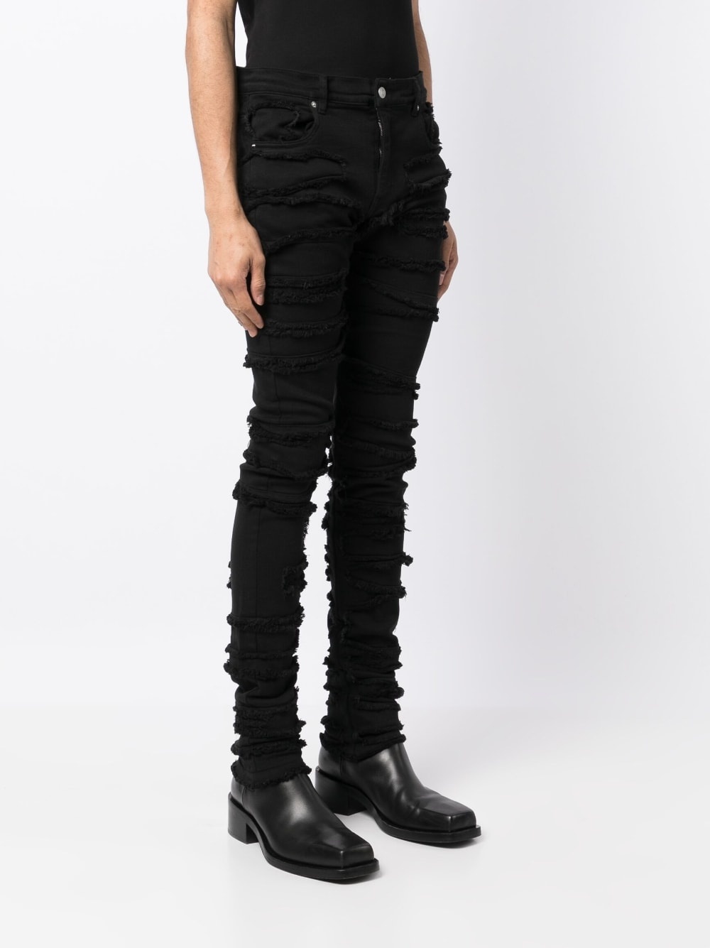distressed frayed skinny jeans - 3
