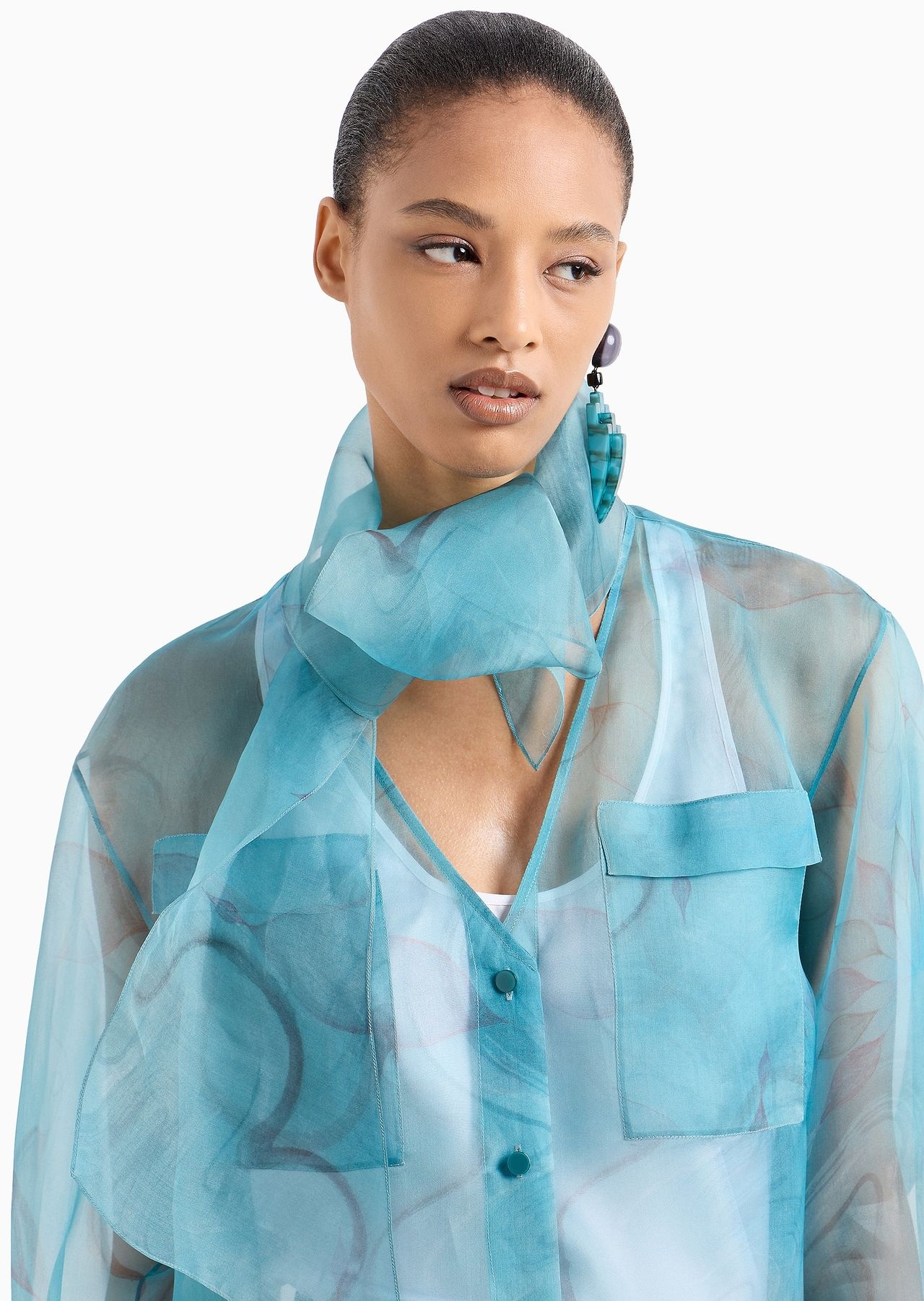 Floral-print, silk-organza shirt - 5