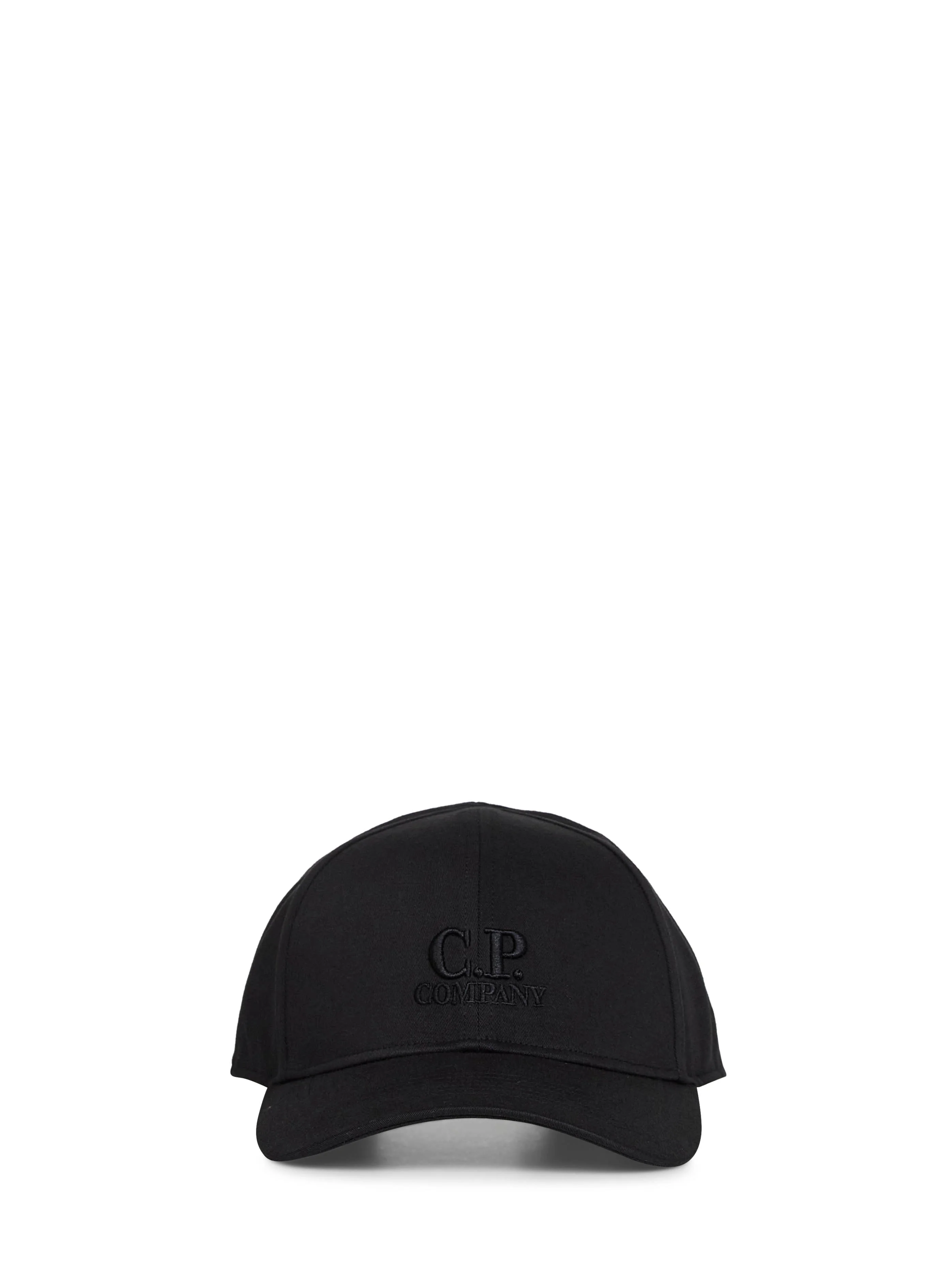 Black gabardine logo baseball cap - 1