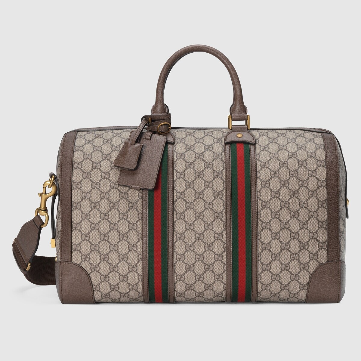 Gucci Savoy maxi duffle bag in beige and ebony Supreme