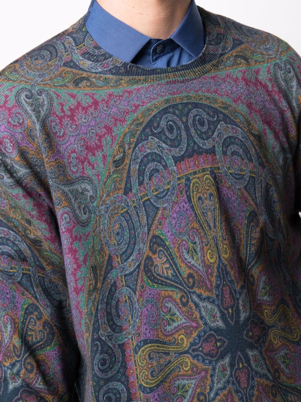 ornamental-print virgin wool jumper - 5