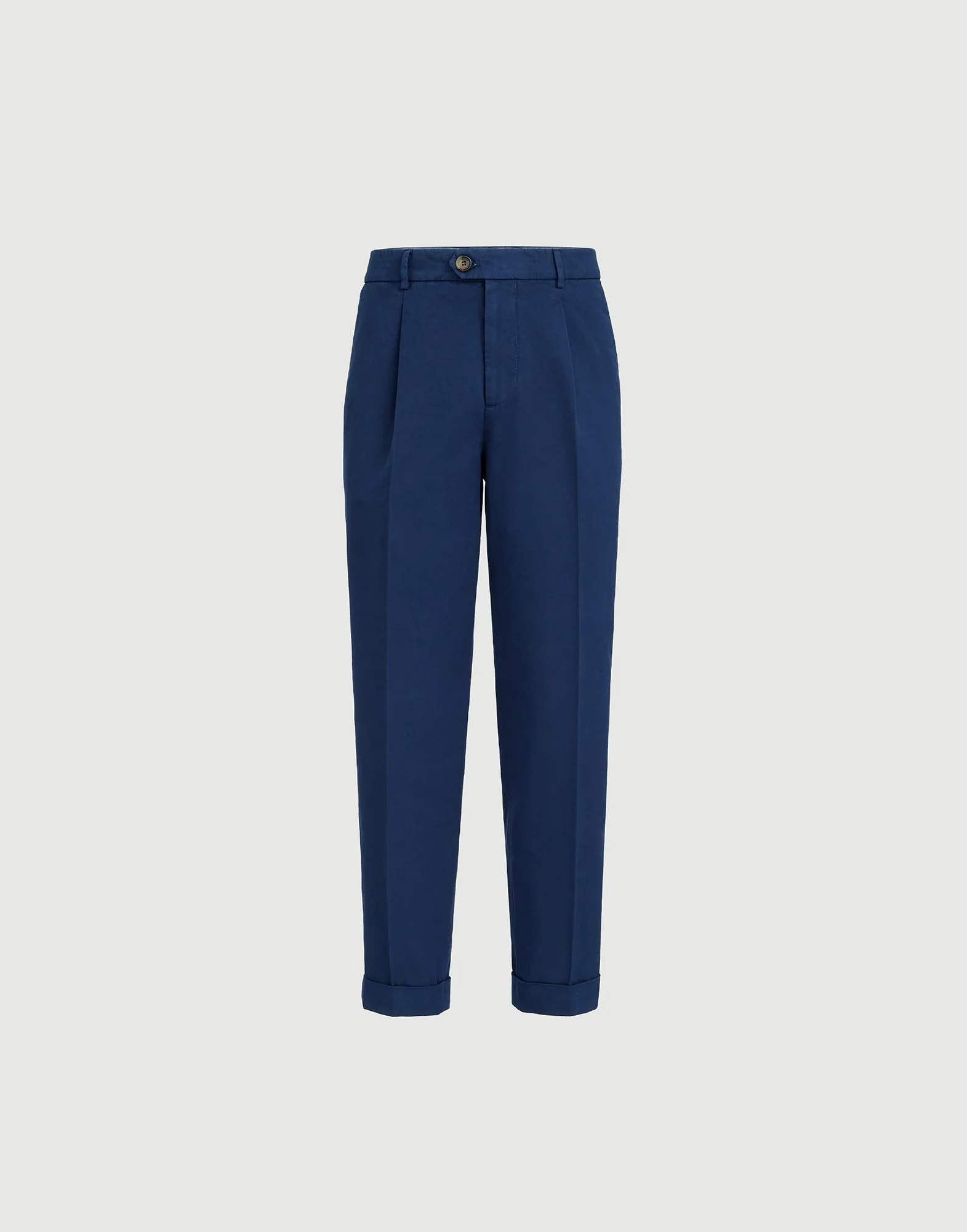 Garment-dyed trousers in twisted cotton gabardine with pleat - 1