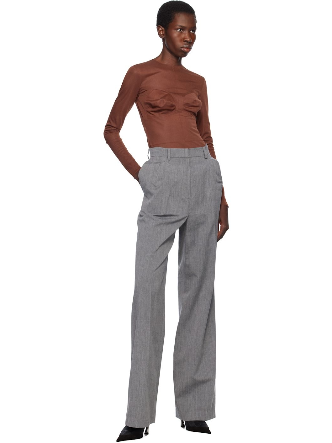 Brown Dummy Shaped Mesh Top - 5