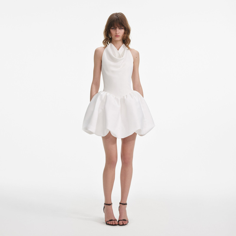 White Halter Neck Mini Dress - 1