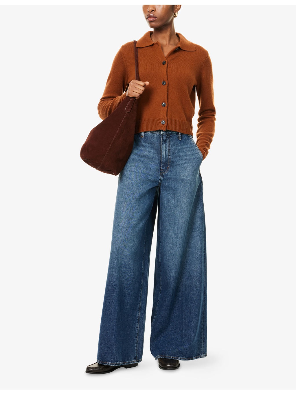 Shrunken spread-collar cashmere cardigan - 2