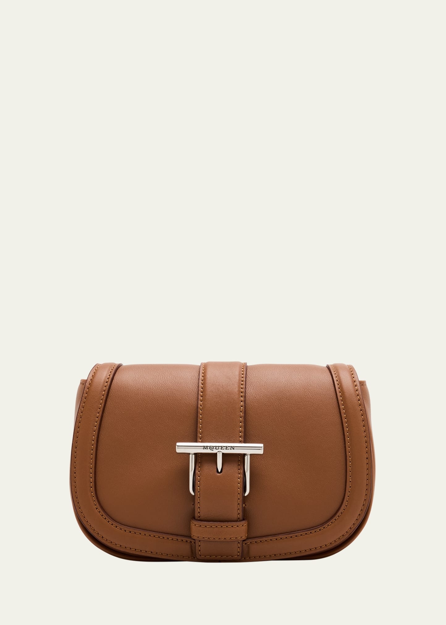 Mini T Bar Leather Saddle Crossbody Bag - 1