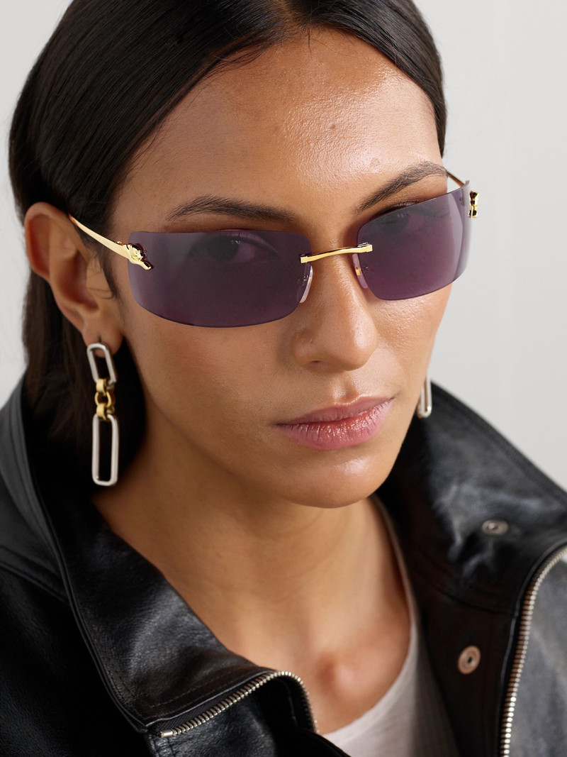 Cartier Panthère de Cartier rectangle-frame rimless gold-tone sunglasses Gold outlook