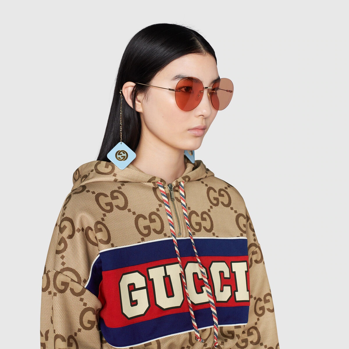 Gucci Tiger round-frame sunglasses with pendant - 6