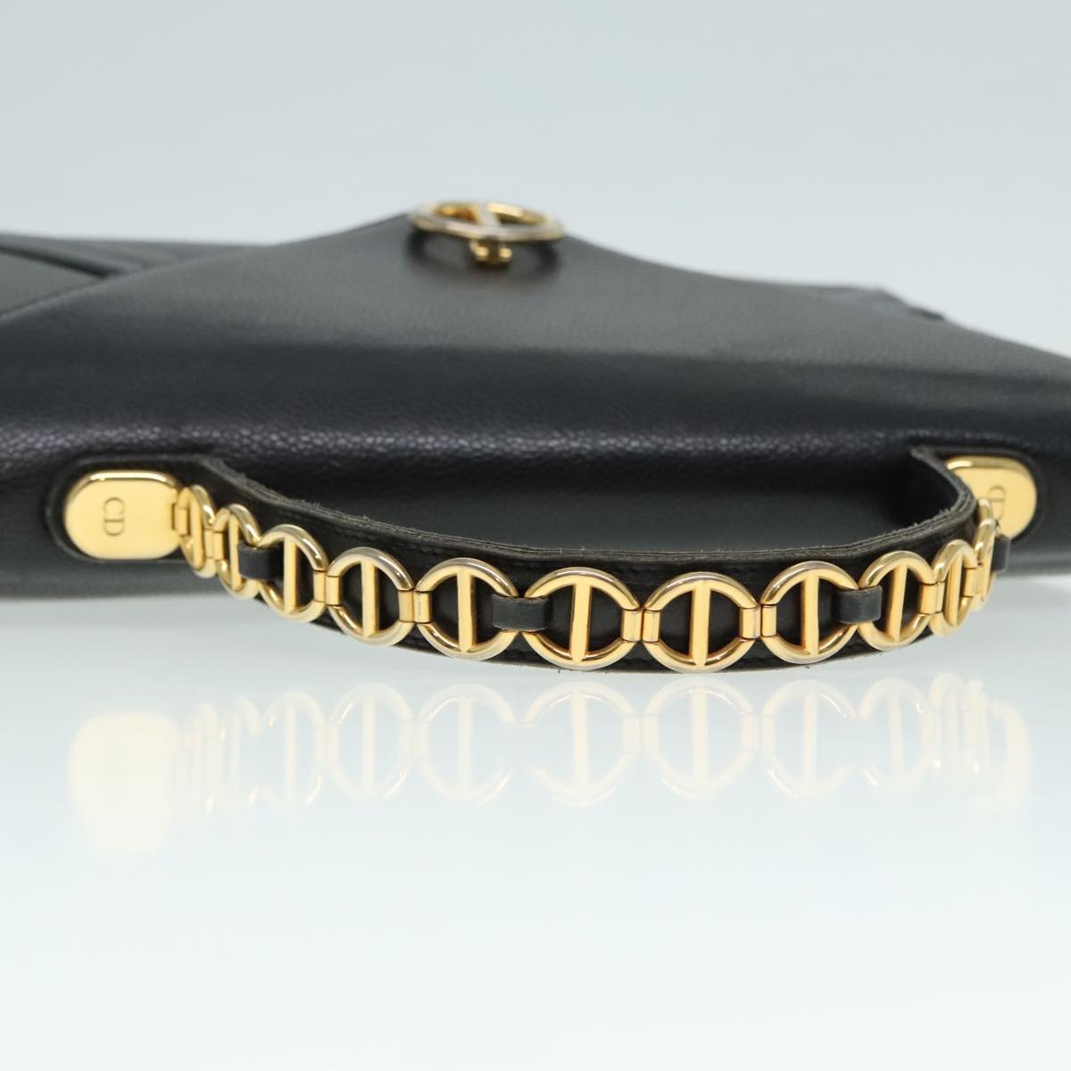 DIOR Hand Bag Leather Black Gold - 5