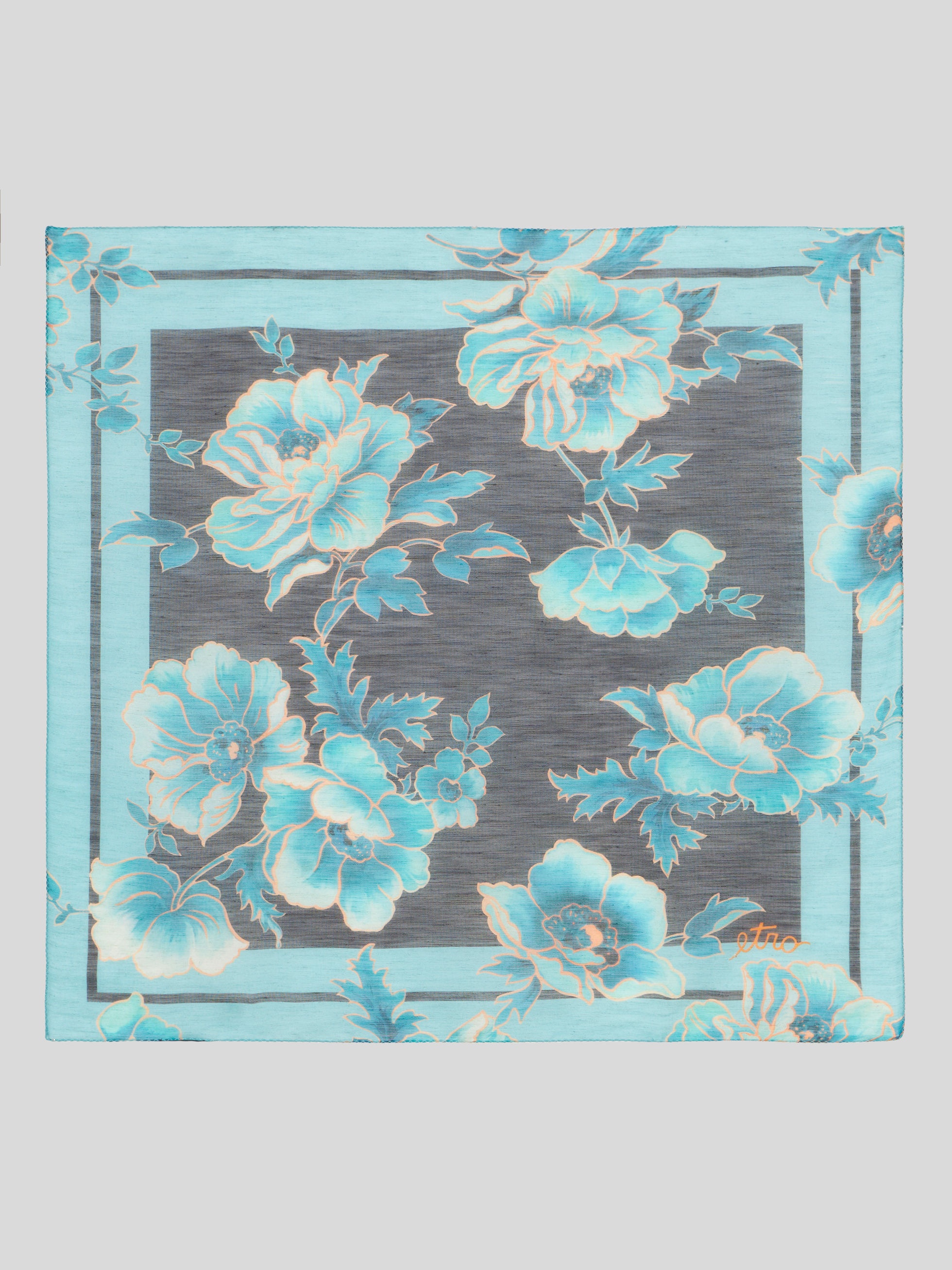 FLORAL LINEN AND SILK SCARF - 1