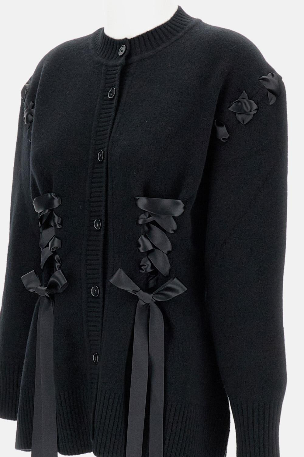 Cardigan with Ribbon Corset Detail - 5