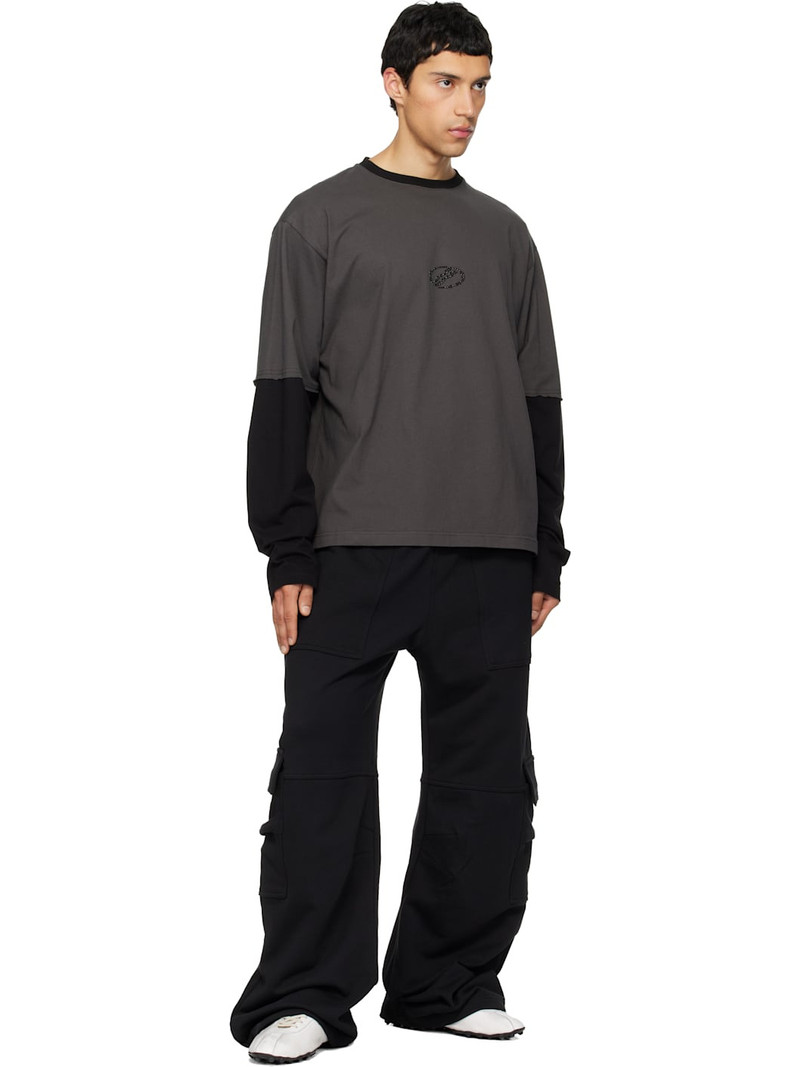 We11done Black Curved Jersey Cargo Pants outlook