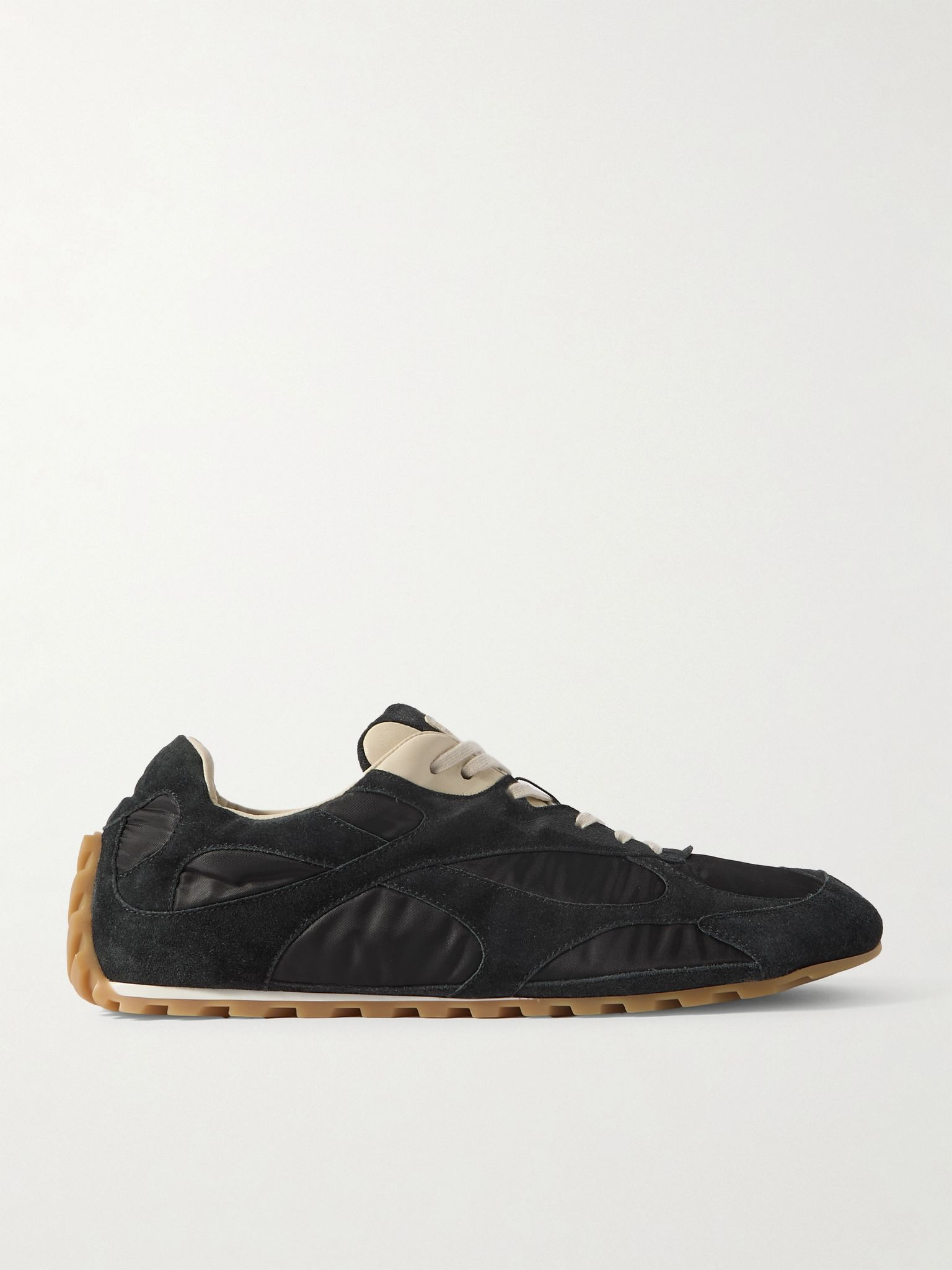 Orbit Leather and Suede-Trimmed Shell Sneakers Black - 1