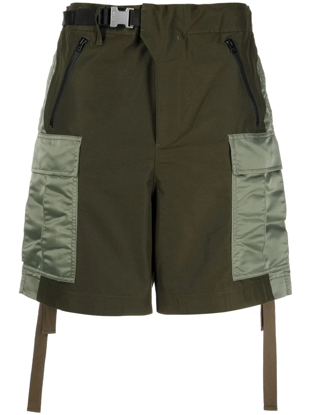 belted cotton-blend cargo shorts - 1