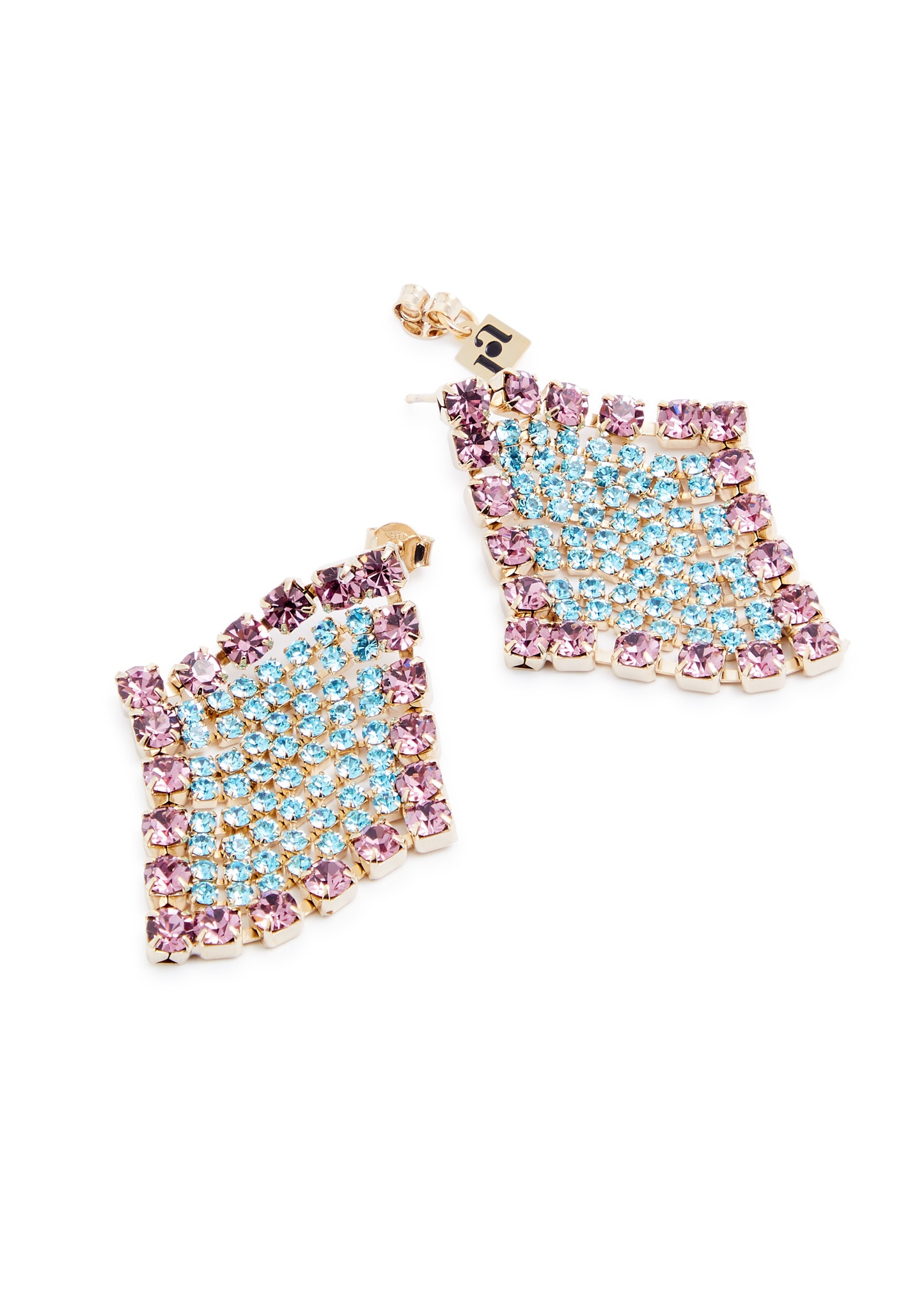 Patchwork crystal-embellished drop earrings - 3