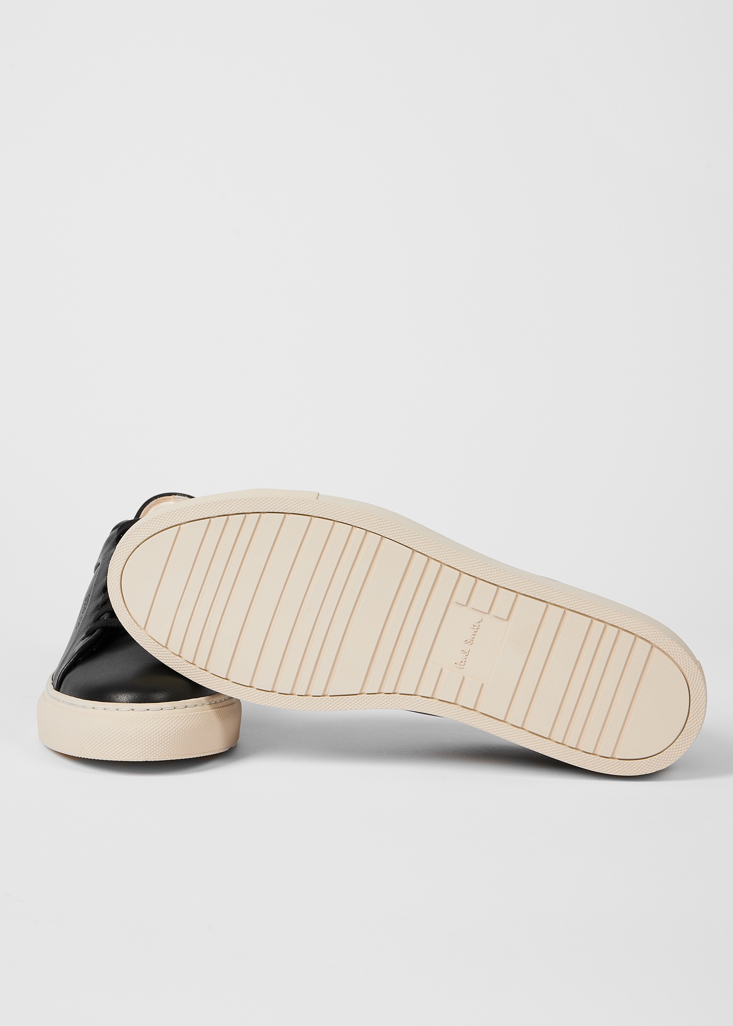 Black Leather 'Basso' Trainers With Cream Soles - 5