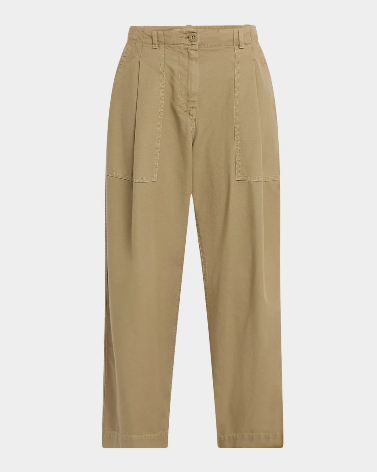 Vista Pleated Cotton Canvas Barrel Trousers - 1