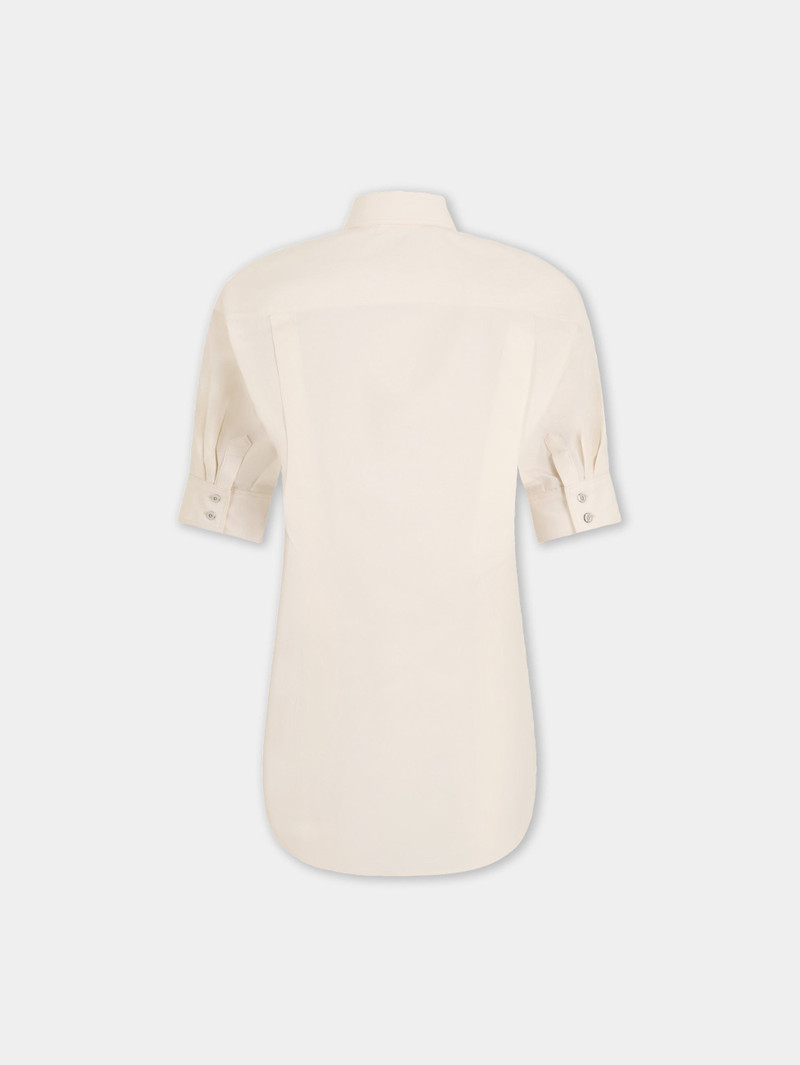 WHITE POPLIN FITTED SHIRT WITH JEWELERY BUTTONS 7
