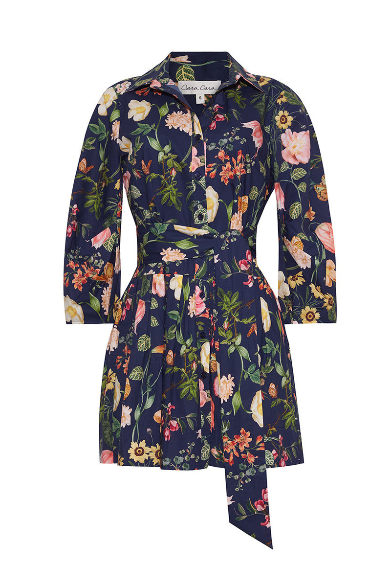 Raya Mini Dress A Button Up Mini Dress Featuring a Blouson Sleeve and Chic Sash 1